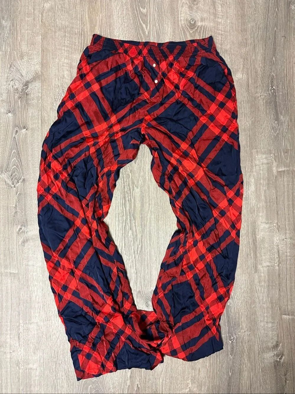 NWT Aerie Pajama Pants Blue Red Plaid Large Long